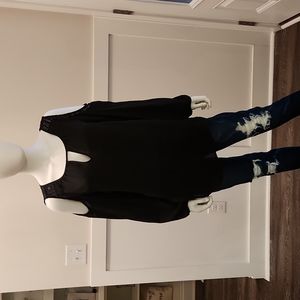 Faded Glory Black Shirt with lace details and cut out sleeves